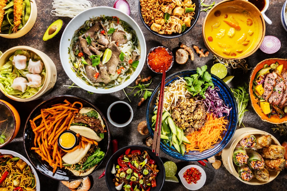Spread of Thai dishes available for delivery on Koh Samui
